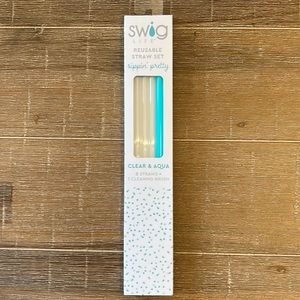 Swig Life Reusable Straw Set - Clear & Aqua - 10.5”